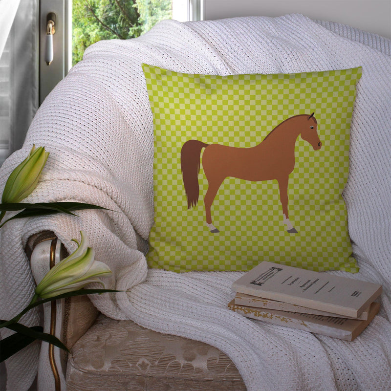 Arabian Horse Green Fabric Decorative Pillow BB7737PW1414