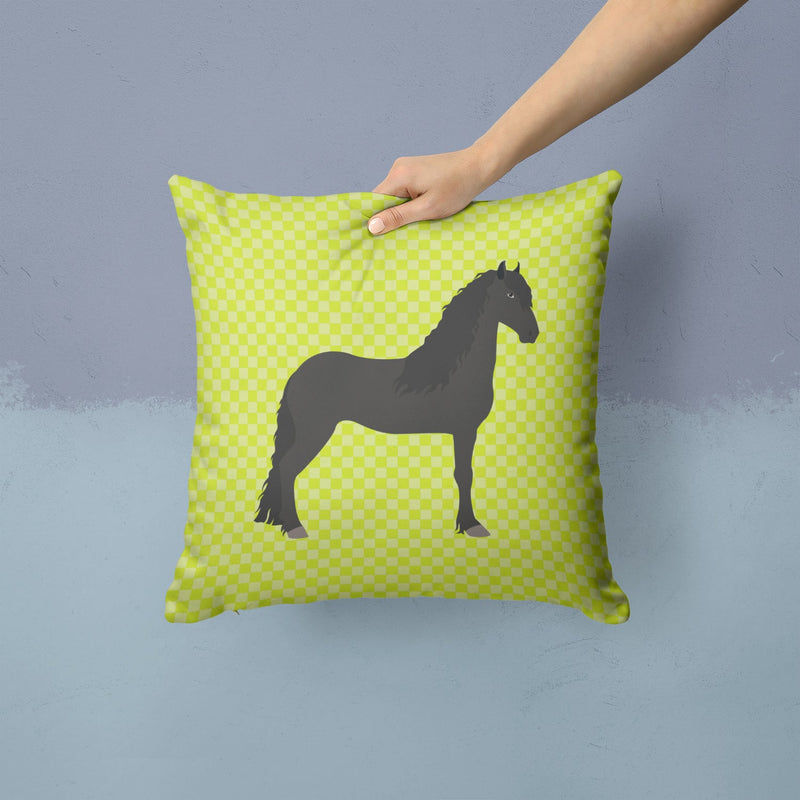 Friesian Horse Green Fabric Decorative Pillow BB7741PW1414