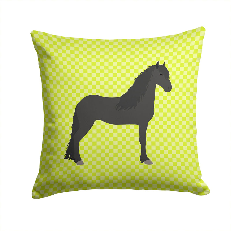 Friesian Horse Green Fabric Decorative Pillow BB7741PW1414