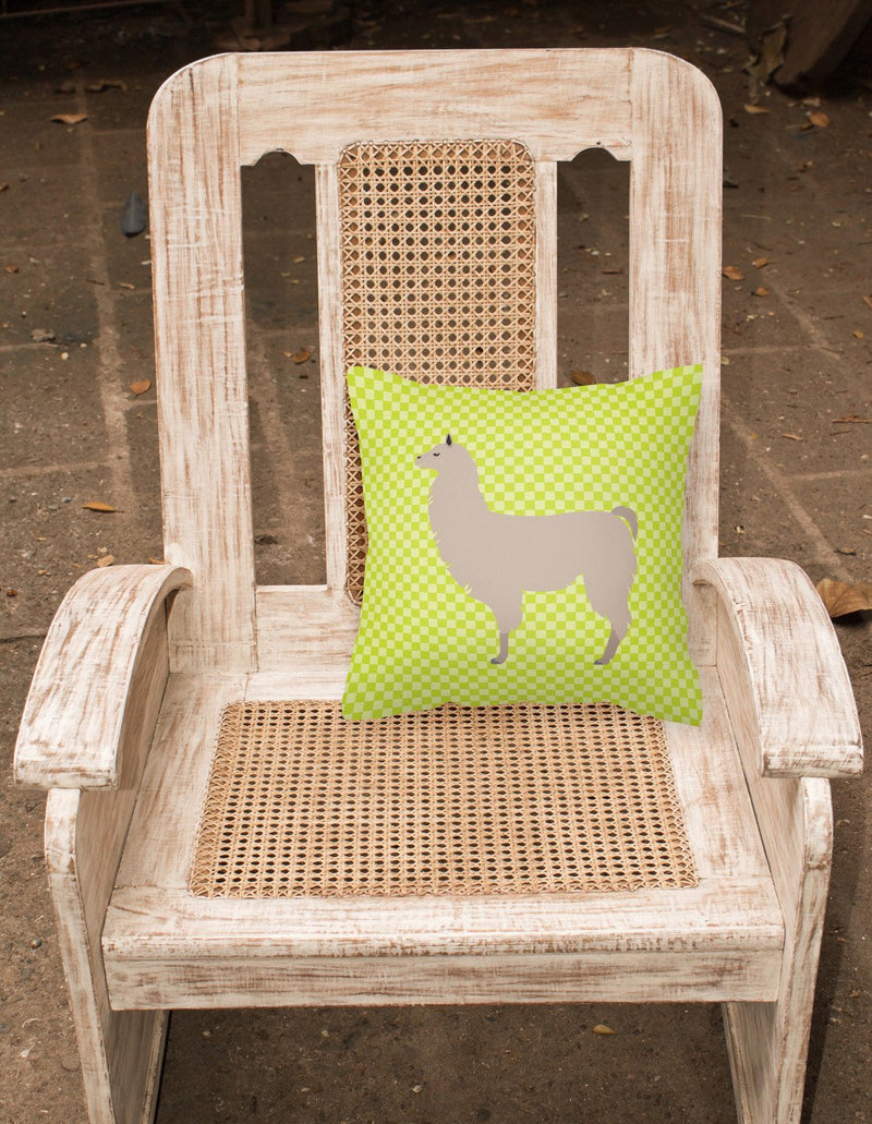 Llama Green Fabric Decorative Pillow BB7742PW1818