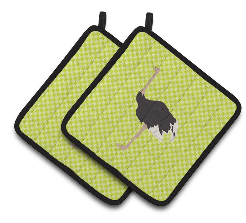 Common Ostrich Green Pair of Pot Holders BB7750PTHD