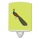 Indian Peacock Peafowl Green Ceramic Night Light Compact, UL-Certified, Ideal for Bedroom, Bathroom, Nursery, Hallway, Kitchen, 6x4x3, Multicolor