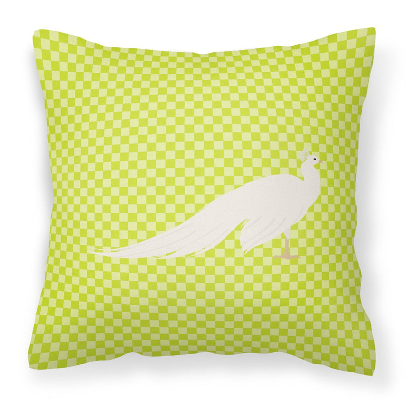 White Peacock Peafowl Green Fabric Decorative Pillow BB7752PW1818