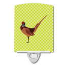 Ring-necked Common Pheasant Green Ceramic Night Light Compact, UL-Certified, Ideal for Bedroom, Bathroom, Nursery, Hallway, Kitchen, 6x4x3, Multicolor