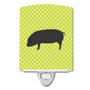 Devon Large Black Pig Green Ceramic Night Light Compact, UL-Certified, Ideal for Bedroom, Bathroom, Nursery, Hallway, Kitchen, 6x4x3, Multicolor