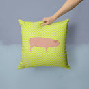 American Landrace Pig Green Throw Pillow - 14x14 Decorative Pillow – Art for Your Home & Patio BB7758PW1414