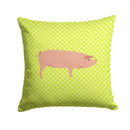 American Landrace Pig Green Throw Pillow - 14x14 Decorative Pillow – Art for Your Home & Patio BB7758PW1414