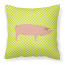 American Landrace Pig Green Fabric Decorative Pillow BB7758PW1818