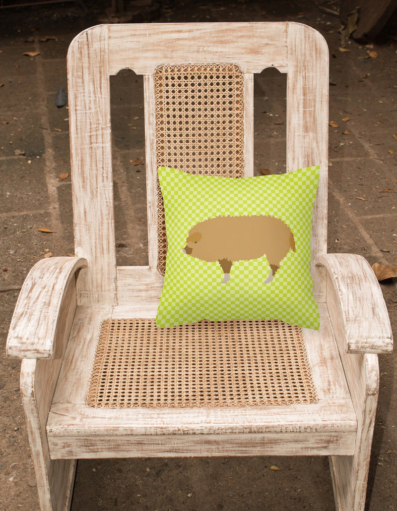 Hungarian Mangalica Pig Green Fabric Decorative Pillow BB7760PW1818