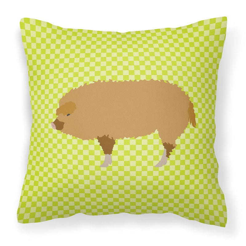 Hungarian Mangalica Pig Green Fabric Decorative Pillow BB7760PW1818