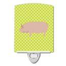 Welsh Pig Green Ceramic Night Light Compact, UL-Certified, Ideal for Bedroom, Bathroom, Nursery, Hallway, Kitchen, 6x4x3, Multicolor
