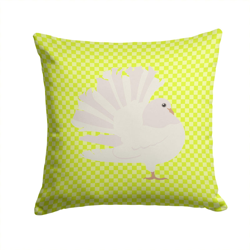 Silver Fantail Pigeon Green Fabric Decorative Pillow BB7776PW1414