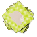 Fluffy Angora Rabbit Green Foam Coasters Set of 4 Cup Coasters for Indoor Outdoor, Tabletop Protection, Anti Slip, Mouse pad Material