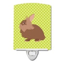 Lionhead Rabbit Green Ceramic Night Light Compact, UL-Certified, Ideal for Bedroom, Bathroom, Nursery, Hallway, Kitchen, 6x4x3, Multicolor