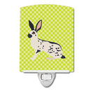 English Spot Rabbit Green Ceramic Night Light Compact, UL-Certified, Ideal for Bedroom, Bathroom, Nursery, Hallway, Kitchen, 6x4x3, Multicolor