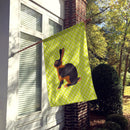 Tan Rabbit Green House Flag 28x40 Porch Sleeve Pole Decorative Outside Yard Banner Artwork Wall Hanging, Polyester
