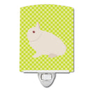 Hermelin Rabbit Green Ceramic Night Light Compact, UL-Certified, Ideal for Bedroom, Bathroom, Nursery, Hallway, Kitchen, 6x4x3, Multicolor