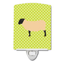 Suffolk Sheep Green Ceramic Night Light Compact, UL-Certified, Ideal for Bedroom, Bathroom, Nursery, Hallway, Kitchen, 6x4x3, Multicolor