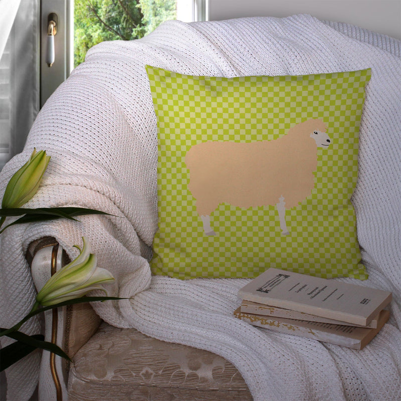 English Leicester Longwool Sheep Green Fabric Decorative Pillow BB7800PW1414