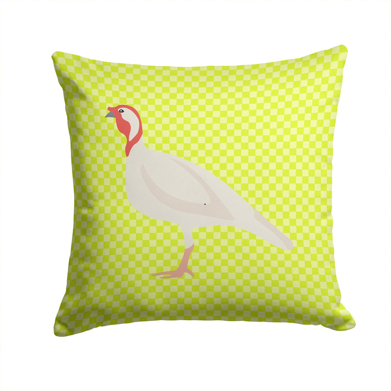 Beltsville Small White Turkey Hen Green Fabric Decorative Pillow BB7815PW1414