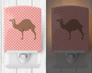 F1 Hybrid Camel Pink Check Ceramic Night Light Compact, UL-Certified, Ideal for Bedroom, Bathroom, Nursery, Hallway, Kitchen, 6x4x3, Multicolor