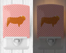 Highland Cow Pink Check Ceramic Night Light Compact, UL-Certified, Ideal for Bedroom, Bathroom, Nursery, Hallway, Kitchen, 6x4x3, Multicolor
