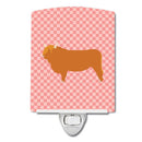 Highland Cow Pink Check Ceramic Night Light Compact, UL-Certified, Ideal for Bedroom, Bathroom, Nursery, Hallway, Kitchen, 6x4x3, Multicolor