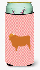 Highland Cow Pink Check Tall Boy Hugger Can Cooler Sleeve Machine Washable Drink Collapsible Insulator Beverage Insulated Holder