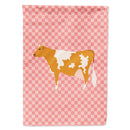 Guernsey Cow Pink Check House Flag 28x40 Porch Sleeve Pole Decorative Outside Yard Banner Artwork Wall Hanging, Polyester