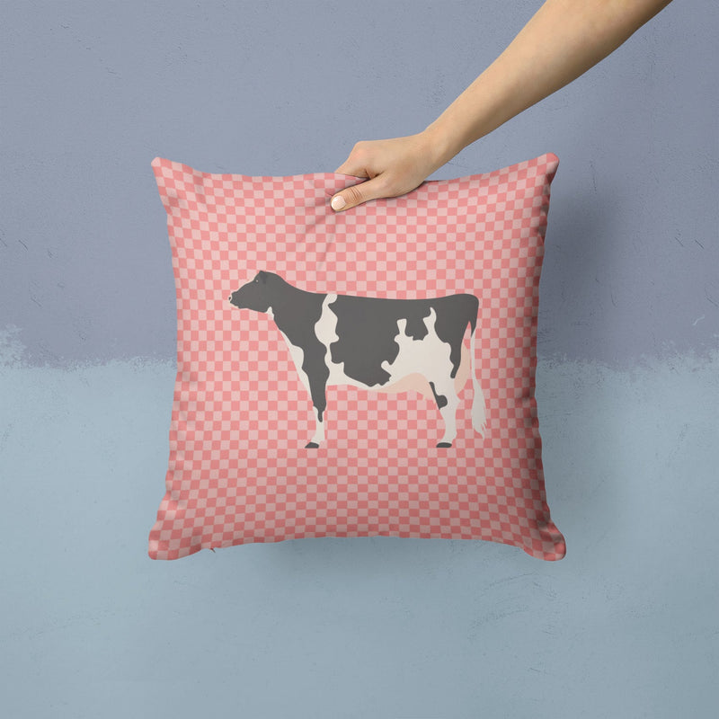 Holstein Cow Pink Check Fabric Decorative Pillow BB7822PW1414