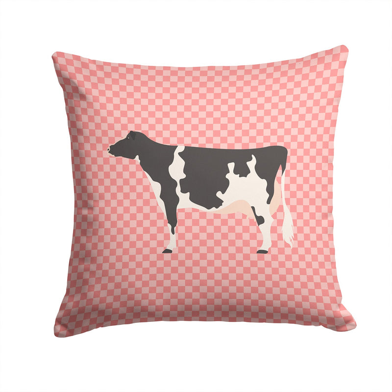 Holstein Cow Pink Check Fabric Decorative Pillow BB7822PW1414