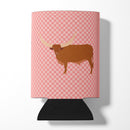 Ankole-Watusu Cow Pink Check Can or Bottle Hugger BB7823CC