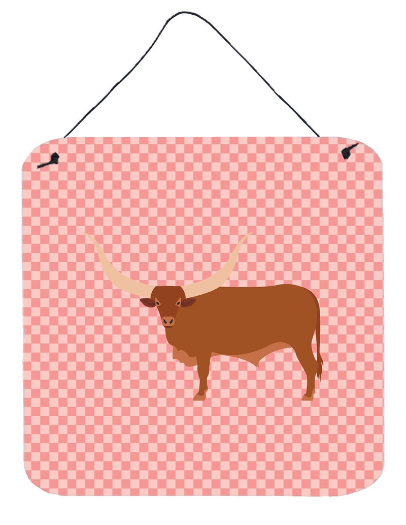 Ankole-Watusu Cow Pink Check Wall or Door Hanging Prints BB7823DS66