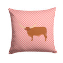 Ankole-Watusu Cow Pink Check Throw Pillow - 14x14 Decorative Pillow – Art for Your Home & Patio BB7823PW1414