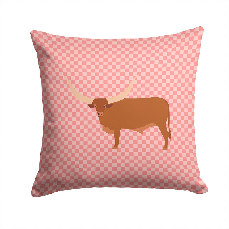 Ankole-Watusu Cow Pink Check Fabric Decorative Pillow BB7823PW1414