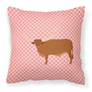 Ankole-Watusu Cow Pink Check Fabric Decorative Pillow BB7823PW1818