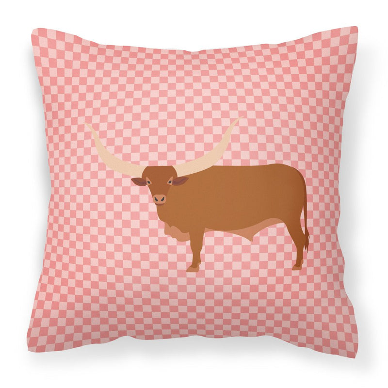 Ankole-Watusu Cow Pink Check Fabric Decorative Pillow BB7823PW1818