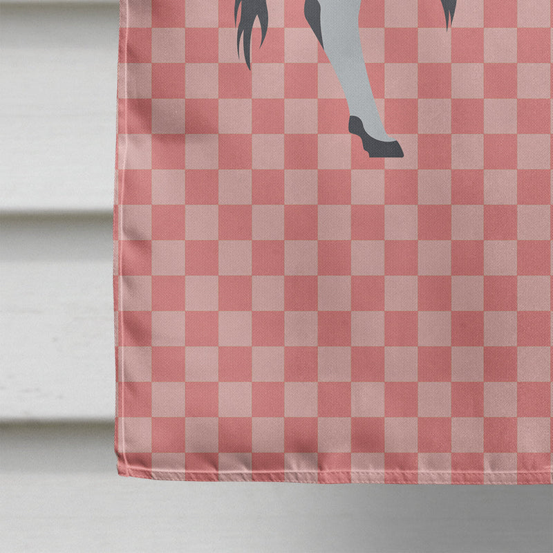 Hungarian Grey Steppe Cow Pink Check Flag Canvas House Size BB7824CHF