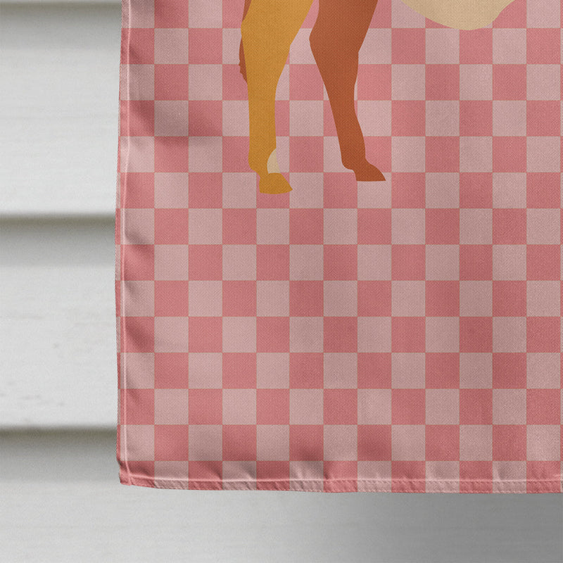 Zebu Indicine Cow Pink Check Flag Canvas House Size BB7825CHF