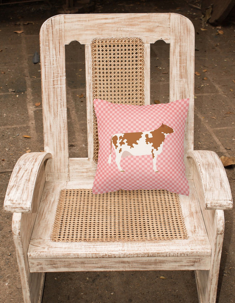 Ayrshire Cow Pink Check Fabric Decorative Pillow BB7827PW1818