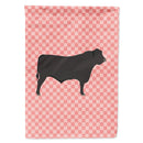 Black Angus Cow Pink Check House Flag 28x40 Porch Sleeve Pole Decorative Outside Yard Banner Artwork Wall Hanging, Polyester
