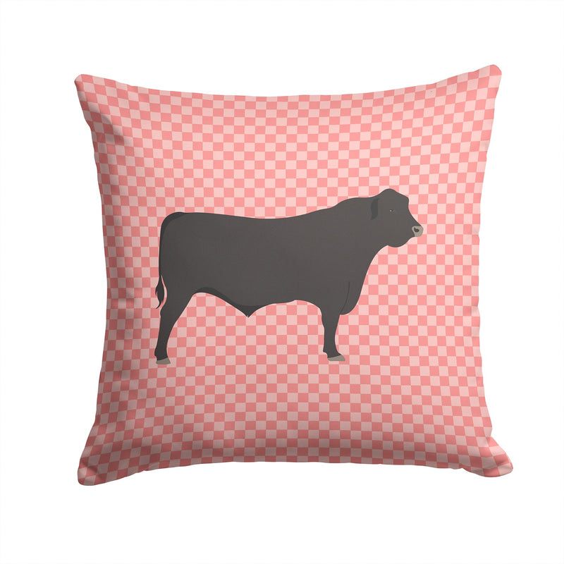 Black Angus Cow Pink Check Fabric Decorative Pillow BB7828PW1414