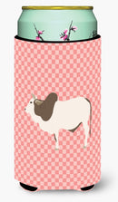 Malvi Cow Pink Check Tall Boy Hugger Can Cooler Sleeve Machine Washable Drink Collapsible Insulator Beverage Insulated Holder