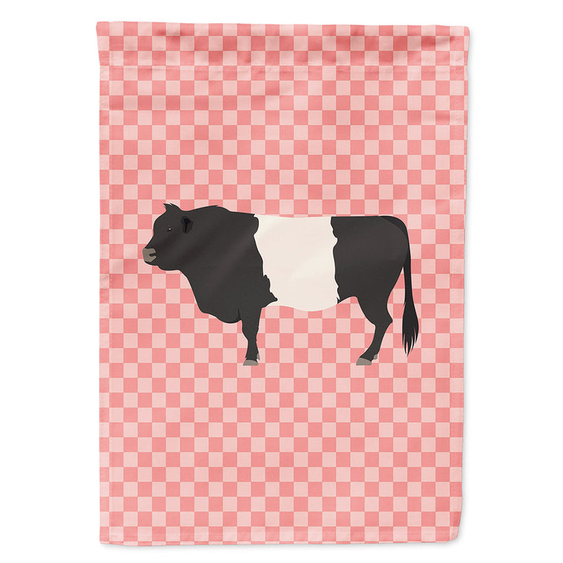 Belted Galloway Cow Pink Check Flag Canvas House Size BB7831CHF