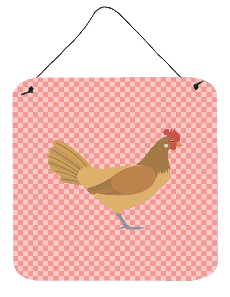 Frisian Friesian Chicken Pink Check Wall or Door Hanging Prints BB7832DS66