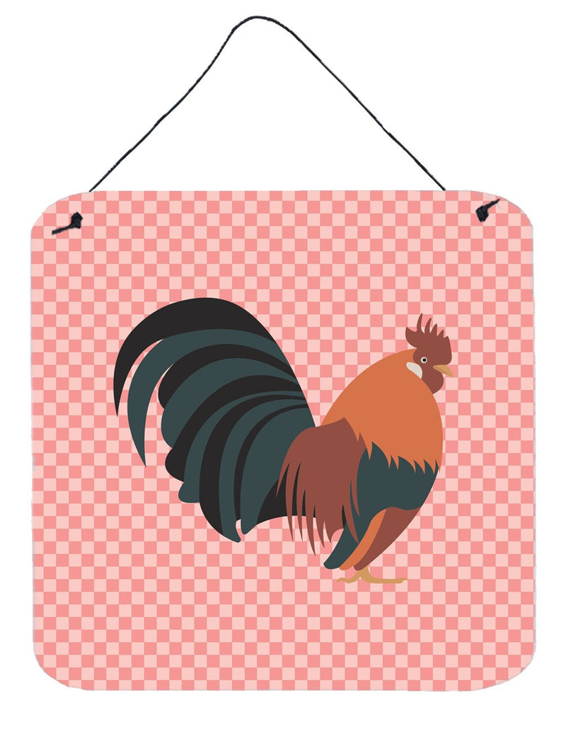 Dutch Bantam Chicken Pink Check Wall or Door Hanging Prints BB7836DS66