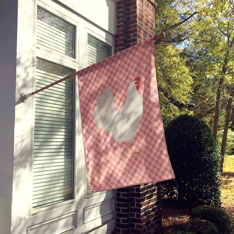 Leghorn Chicken Pink Check Flag Canvas House Size BB7840CHF