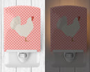 Leghorn Chicken Pink Check Ceramic Night Light Compact, UL-Certified, Ideal for Bedroom, Bathroom, Nursery, Hallway, Kitchen, 6x4x3, Multicolor