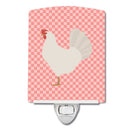 Leghorn Chicken Pink Check Ceramic Night Light Compact, UL-Certified, Ideal for Bedroom, Bathroom, Nursery, Hallway, Kitchen, 6x4x3, Multicolor