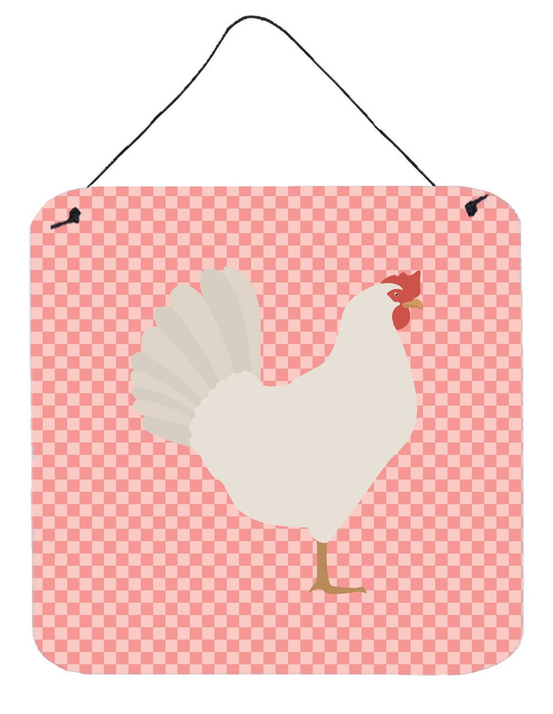 Leghorn Chicken Pink Check Wall or Door Hanging Prints BB7840DS66